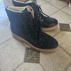 New Black Glitter Women's Boots